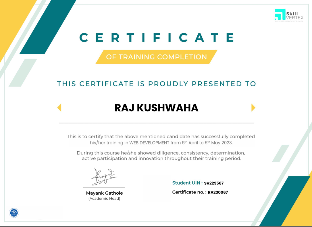 Skill Vertex Certificate